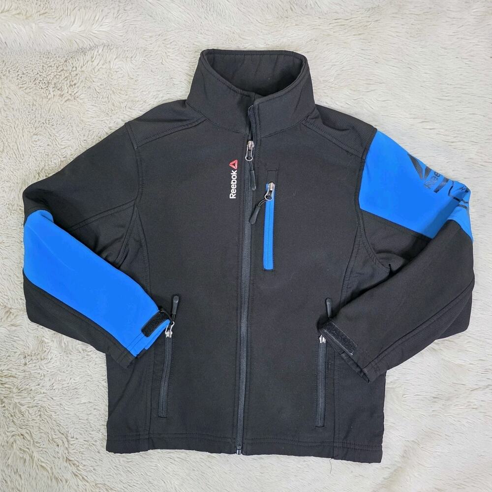 Reebok Kids Black Softshell Jacket Fleece Lined Full Zip Boys Size 7